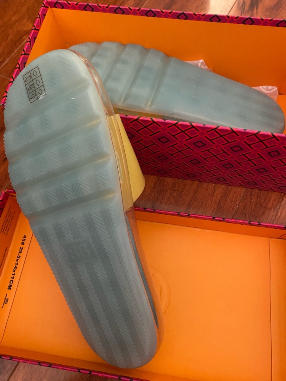 Tory Burch Island Blue Footbed with Firefly Yellow Jelly Bubble - Picture 5 of 5